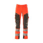 Pants with knee pockets, ULTIMATE STRETCH pants, hi-vis red/dark anthracite