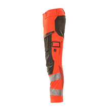 Pantalon avec poches genoux, pantalon ULTIMATE STRETCH, rouge haute visibilité/anthracite foncé