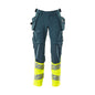 Pantaloni con tasche appese, pantaloni ULTIMATE STRETCH, petrolio scuro/giallo alta visibilità