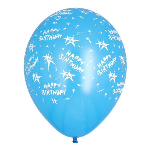 Eine bunte 10er-Packung PAPSTAR Luftballons "Happy Birthday" (Ø 29 cm) der PAPSTAR GmbH, ideal für die Geburtstagsdekoration, in verschiedenen Farben und mit festlichen Drucken.