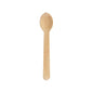 A naturally waxed Mini Spoon Silva 90 mm by Duni GmbH, made of waxed wood and featuring a flat handle with a rounded bowl, is shown isolated on a white background. Sold in packs of 100 pieces.
