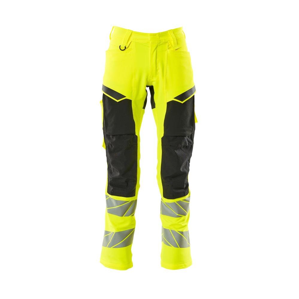 Pantaloni con tasche al ginocchio, pantaloni ULTIMATE STRETCH, giallo/nero alta visibilità