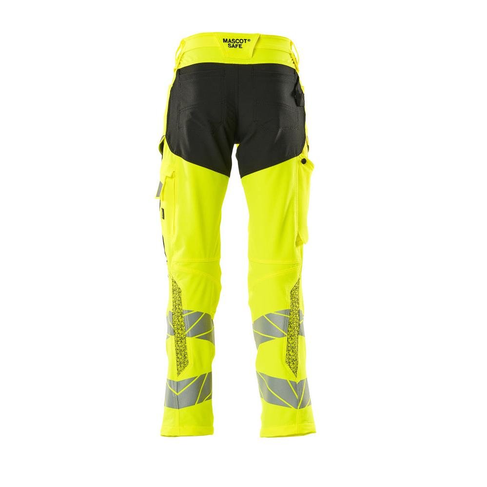 Pantaloni con tasche al ginocchio, pantaloni ULTIMATE STRETCH, giallo/nero alta visibilità