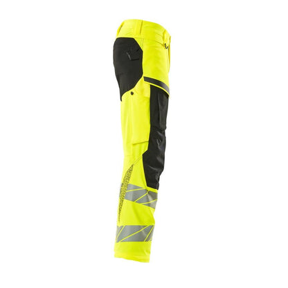 Pantaloni con tasche al ginocchio, pantaloni ULTIMATE STRETCH, giallo/nero alta visibilità