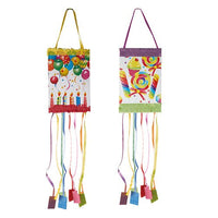 The PAPSTAR "Party" Piñata (30x20x20 cm) from the PAPSTAR GmbH features a festive foil design with colorful streamers—perfect for celebrations and any piñata party.