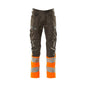 Pantaloni con tasche al ginocchio, pantaloni con inserti stretch, colore antracite scuro/arancio alta visibilità