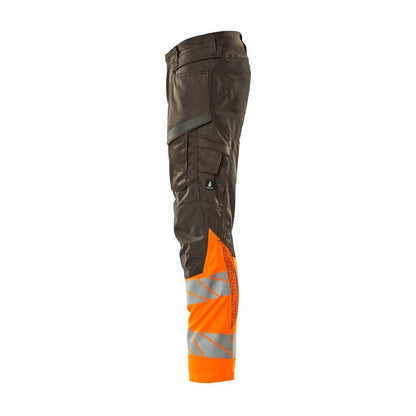 Pantaloni con tasche al ginocchio, pantaloni con inserti stretch, colore antracite scuro/arancio alta visibilità
