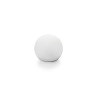 A Duni GmbH LED holder, 8.4 x 10 cm, for Globe lamps (1 piece) is positioned in the center of a white background; its matte surface and spherical shape are highlighted by a faint shadow beneath it.