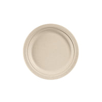 L'assiette Duni GmbH, ø 22 cm, marron, en bagasse, Ø220 (paquet de 50 pièces), non enduite et biodégradable, est représentée ci-dessus sur fond blanc.