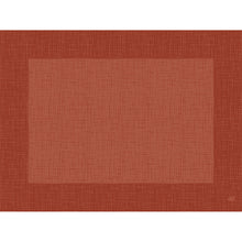 Die Dunicel-Tischsets 30 x 40 cm Linnea Earth Terra der Duni GmbH haben eine gewebte Optik mit einem dunkelroten Rand und einer helleren roten Kreuzschraffur in der Mitte. Erhältlich in Packungen zu 100 Stück.