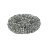 La brosse à récurer Starpak 10 est une brosse métallique ronde, argentée et abrasive, idéale pour éliminer les taches tenaces sur les ustensiles de cuisine et les surfaces.