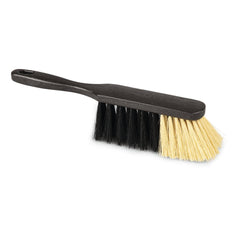 The Nölle Profi Brush 30 cm Indoor Hand Broom from Nölle Profi Brush Bürsten- & Pinseltechnik e.K. features a sturdy anthracite-colored plastic body with stiff black-and-yellow bristles. Ideal for manual cleaning tasks.