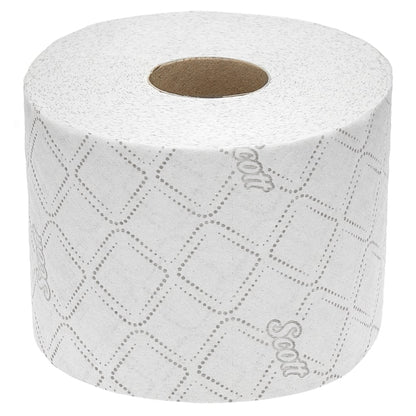 Scott® Control™ Toilettenpapier von Kimberly-Clark GmbH: 6 Packs à 6 weiße Rollen mit 350 Blatt, diamantgemustert, "Scott" Aufdruck, für Komfort und Hygiene. Unbenutzt auf weißem Hintergrund fotografiert.