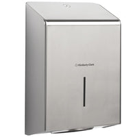 Le distributeur de serviettes en acier inoxydable Kimberly-Clark Professional™ permet de se sécher les mains dans les meilleures conditions d'hygiène, dispose d'une fenêtre permettant de vérifier le niveau de remplissage et présente un design moderne et verrouillable : il est idéal pour les sanitaires haut de gamme.