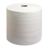 Un grand rouleau de lingettes WypAll® L40 de Kimberly-Clark GmbH (1 rouleau, 875 lingettes, blanc) est présenté debout sur un fond blanc, laissant apparaître le mandrin en carton au centre.