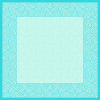 Une nappe centrale carrée en Dunicel (84 x 84 cm) de la société Duni GmbH, modèle « Breeze » bleu menthe : bordure blanche et menthe à motifs tourbillonnants, centre délicat de couleur cyan clair. Idéale pour une décoration de table printanière ; sans texte ni illustration. Lot de 20 pièces.