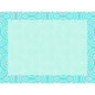 Les sets de table en papier Duni GmbH 30x40cm Breeze menthe bleue se distinguent par une surface centrale menthe bleue et une bordure géométrique avec des cercles bleus et turquoise récurrents, créant un look élégant, symétrique, inspiré de l'Art Déco. Paquet : 250 pièces.