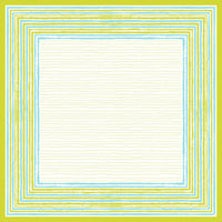 The Dunicel 84x84 cm Elise Stripes table runner from Duni GmbH features a stylish border of alternating blue, green, and yellow stripes surrounding a cream-colored center, creating an elegant, textured look. Available in packs of 100.