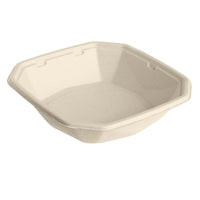 The Octabagasse 650 ml bowl from Duni GmbH is a square, brown, PBAT/PLA-coated bagasse bowl (183x183x42 mm) that is biodegradable and perfect for sustainable packaging. Sold in packs of 50.