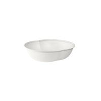 The Atlantis Bagasse Bowl, white, uncoated, by Duni GmbH is a round, simple white disposable bowl with a textured surface and a flared rim—an eco-friendly alternative to plastic, perfect for use in the food service industry.