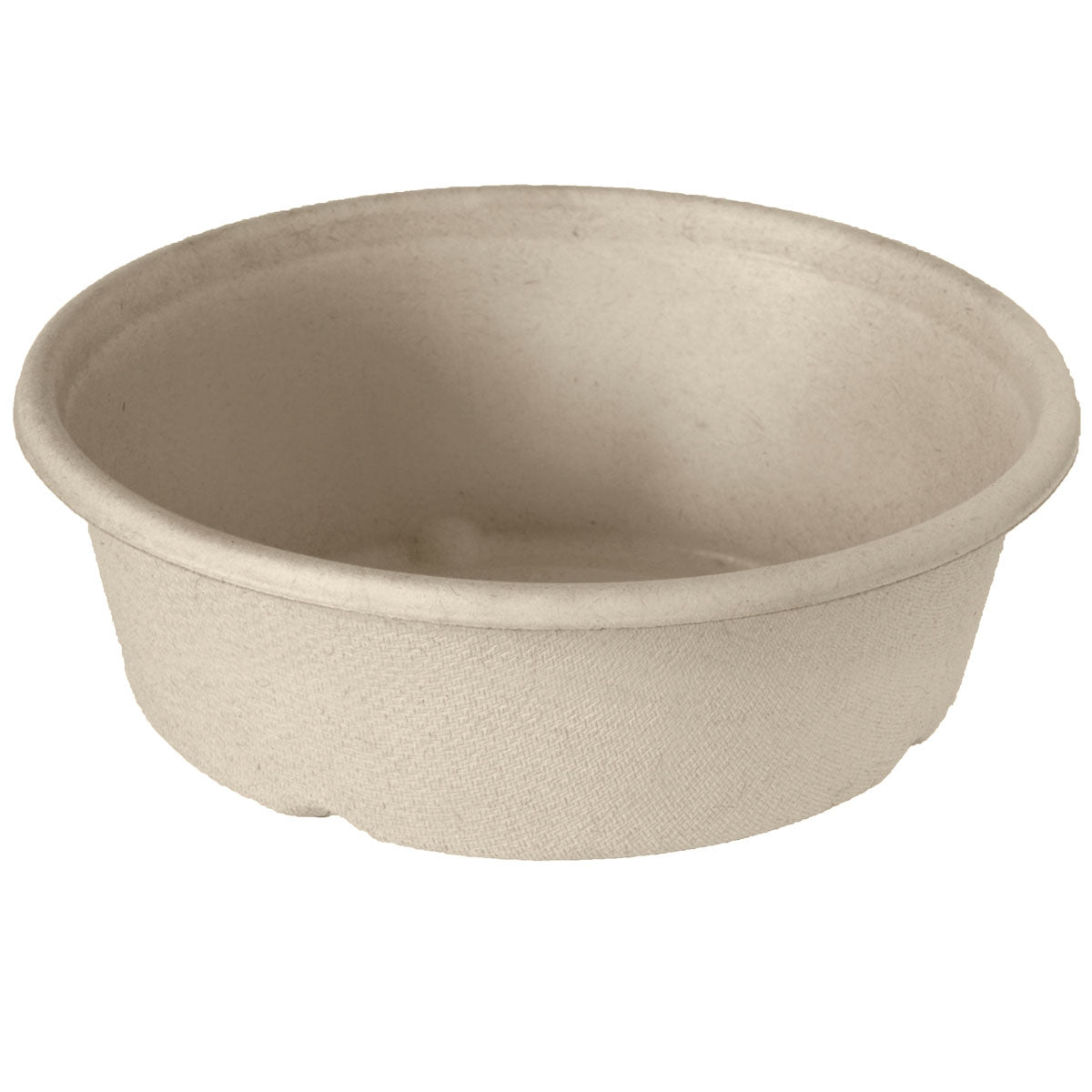 Die Duni GmbH Classic Bowl 900 ml, eine runde beige Braun Bagasse BAT/PLA-beschichtete Schüssel (194x194x53 mm), hat einen dicken Rand und eine strukturierte Oberfläche. Biologisch abbaubar, leer vor weißem Hintergrund abgebildet. Packung: 40 Stück.