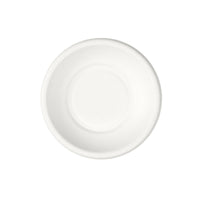 Une assiette ronde et sobre, blanche, de type « Demo » (ø 99 mm) de la société Duni GmbH, fabriquée en bagasse non enduite, photographiée sur fond blanc — respectueuse de l'environnement et biodégradable. Lot de 50 pièces.