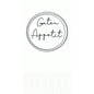 A black circular outline frames the handwritten "Guten Appetit" on white, below a subtle dot pattern - ideal for high-quality 33 cm 2-ply 1/8-fold napkins Appetit white by Duni GmbH (pack of 300 napkins).