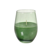 An elegant, green glass candle holder from Duni GmbH (12.5 cm tall, Ø76 mm) is displayed in a transparent glass container against a white background. This versatile tea light holder is sold individually.