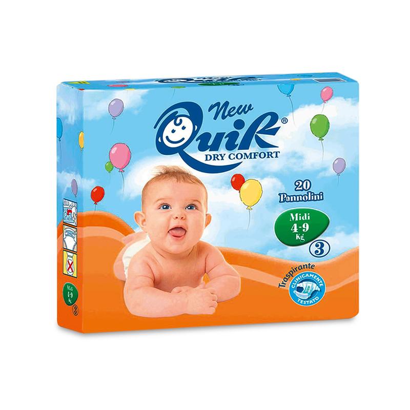 New Quik baby diapers, Midi, 4 - 9 kg | Pack (20 pieces)