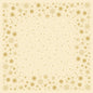 Die Bio-Dunicel-Mitteldecke 84x84cm Stargazing creme von Duni GmbH hat eine quadratische Bordüre aus goldenen Schneeflocken und Punkten auf cremefarbenem Untergrund, ideal für alle, die eine umweltfreundliche Tischdekoration mit einer meist leeren Mitte suchen.