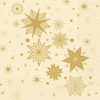 Conferite un tocco di eleganza a ogni occasione speciale con i tovaglioli Duni GmbH 33x33 a 3 veli, 1/4 Stargazing Cream (confezione da 250 pezzi): con il loro sfondo beige e le forme geometriche dorate a forma di stella, questi tovaglioli donano alla vostra tavola un tocco decorativo e festoso.