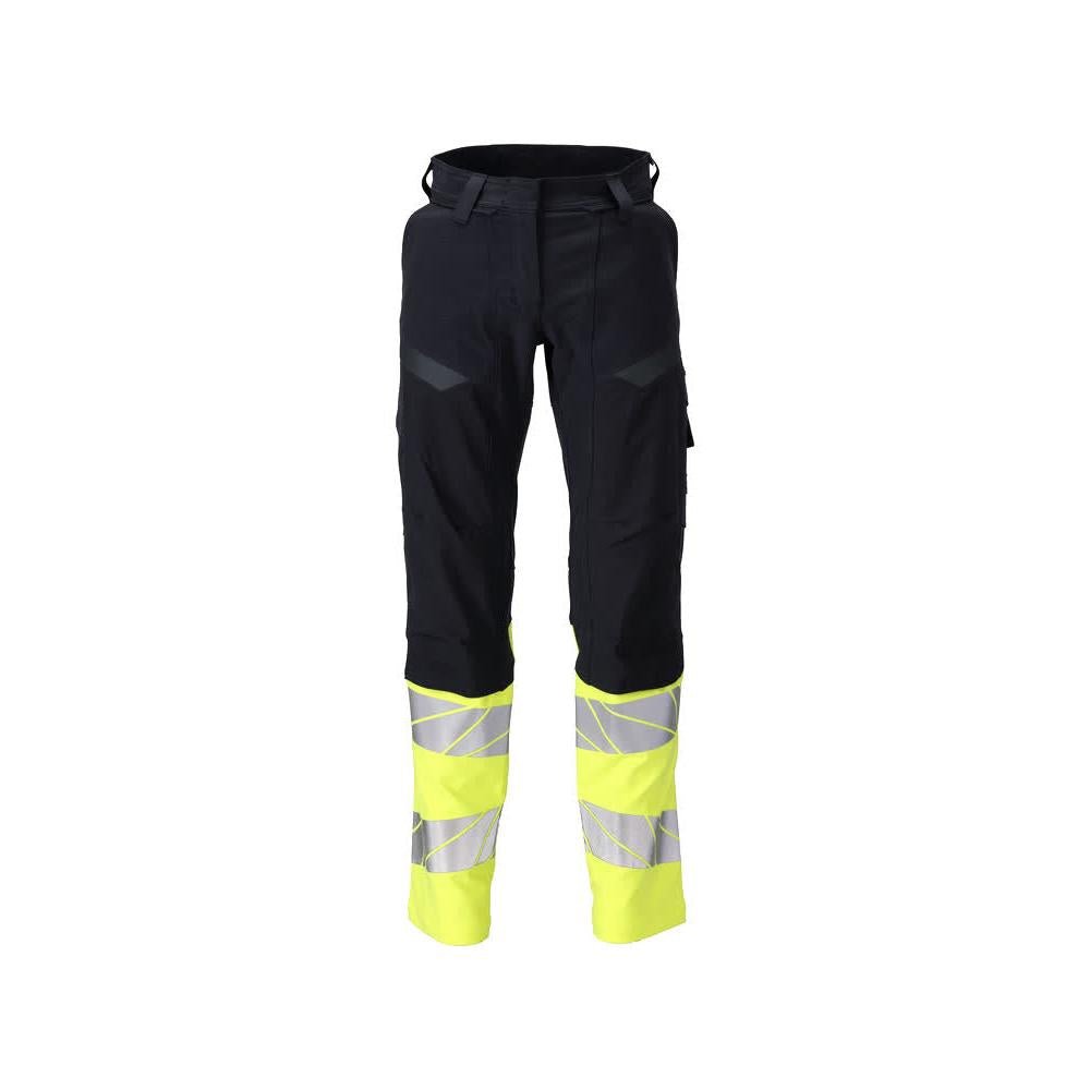 Hose, Damen,DIAMOND, Knietaschen,Stretch Hose Multisafe, schwarzblau/hi-vis gelb