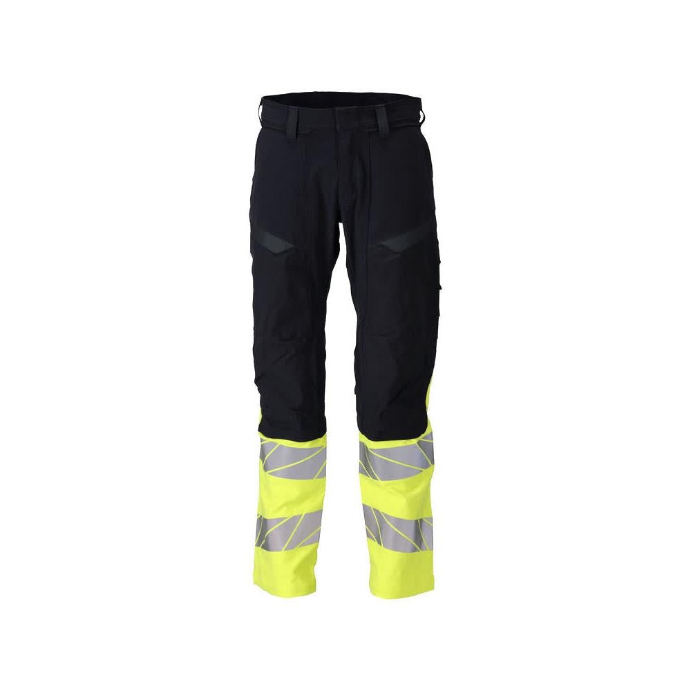 Hose, Knietaschen,ULTIMATE STRETCH Hose Multisafe, schwarzblau/hi-vis gelb