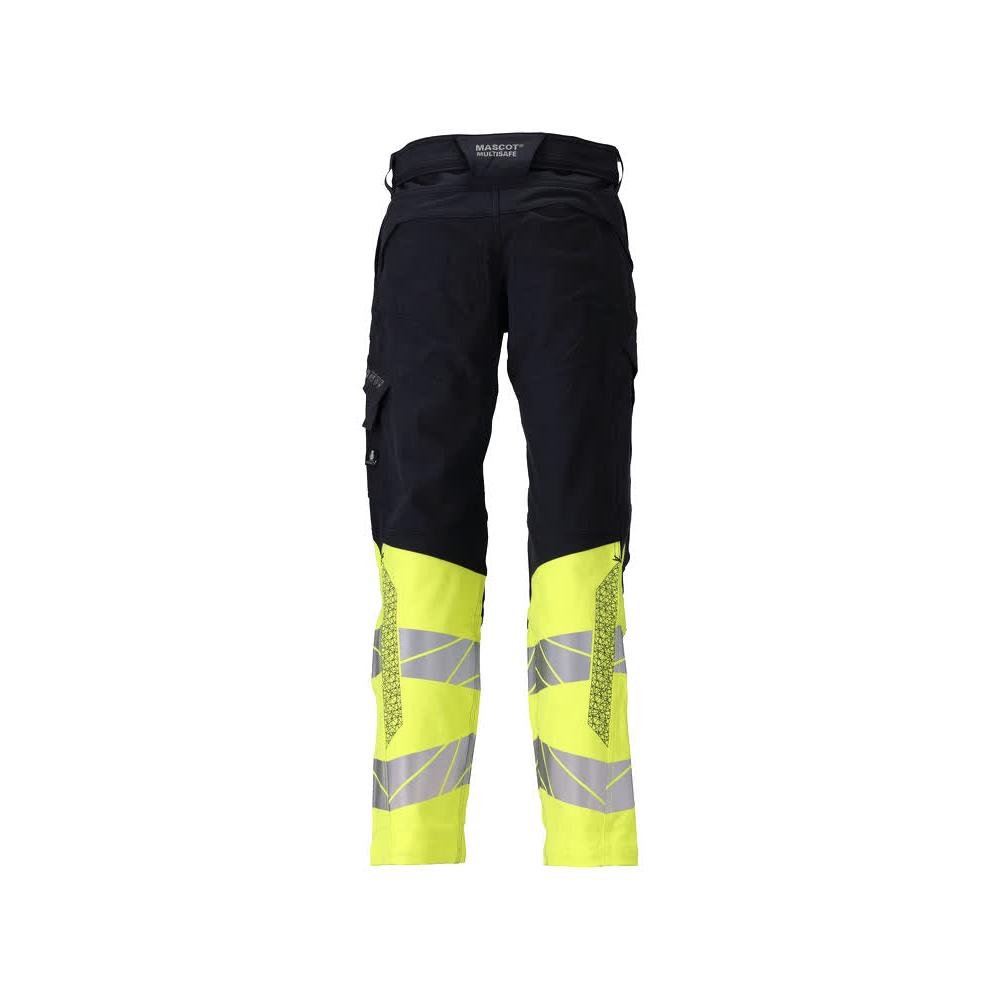 Hose, Knietaschen,ULTIMATE STRETCH Hose Multisafe, schwarzblau/hi-vis gelb