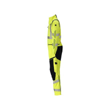 Salopette, poches genoux, combinaison d'inserts stretch Multisafe, haute visibilité jaune/noir-bleu