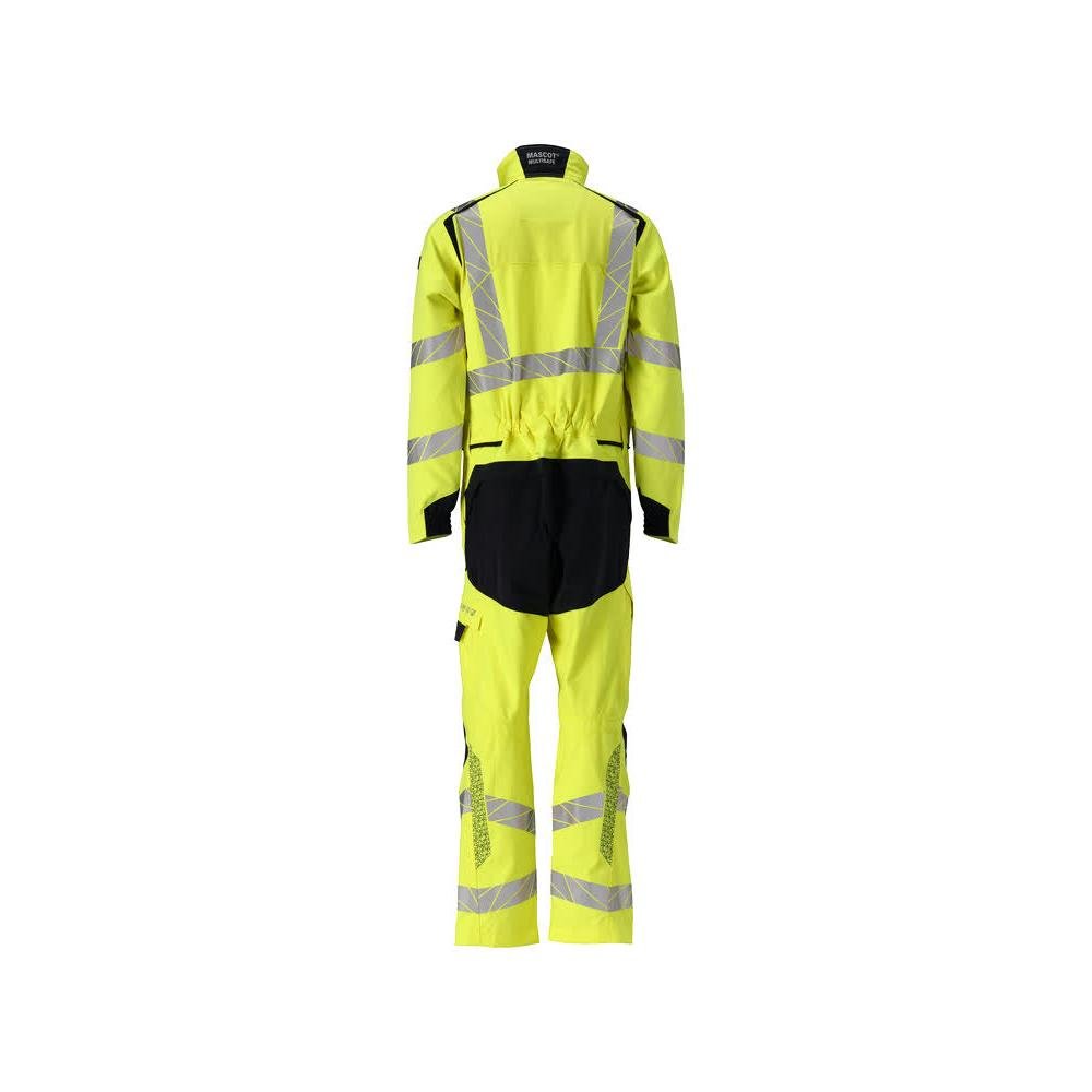 Salopette, tasche sulle ginocchia, inserti elasticizzati combinazione Multisafe, colore giallo/nero-blu ad alta visibilità