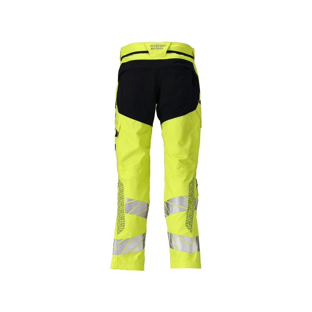Hose mit Knietaschen, Stretch-Einsätze Hose Multisafe, hi-vis gelb/schwarzblau