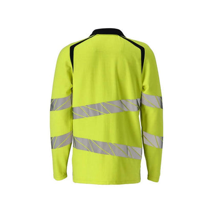 Polo, polo à manches longues Multisafe, jaune haute visibilité/noir-bleu