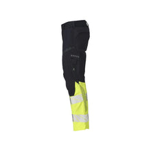Pantalon avec poches genoux, empiècements stretch Pantalon Multisafe, noir bleu/jaune haute visibilité