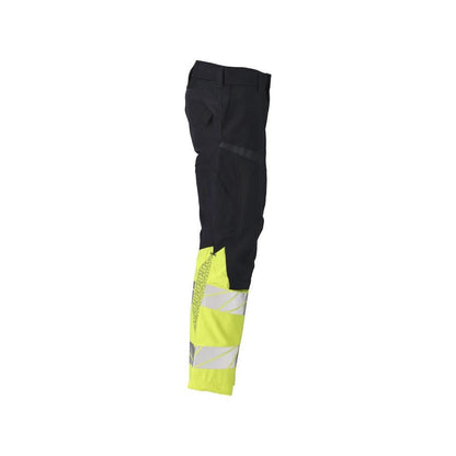 Hose mit Knietaschen, Stretch-Einsätze Hose Multisafe, schwarzblau/hi-vis gelb