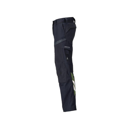 Hose mit Knietaschen, Damen Hose Multisafe, schwarzblau/hi-vis gelb