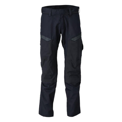 Hose mit Knietaschen, Stretch-Einsätze Hose Multisafe, schwarzblau/hi-vis gelb