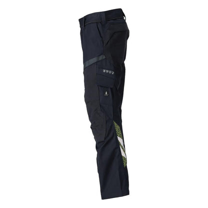 Hose mit Knietaschen, Stretch-Einsätze Hose Multisafe, schwarzblau/hi-vis gelb