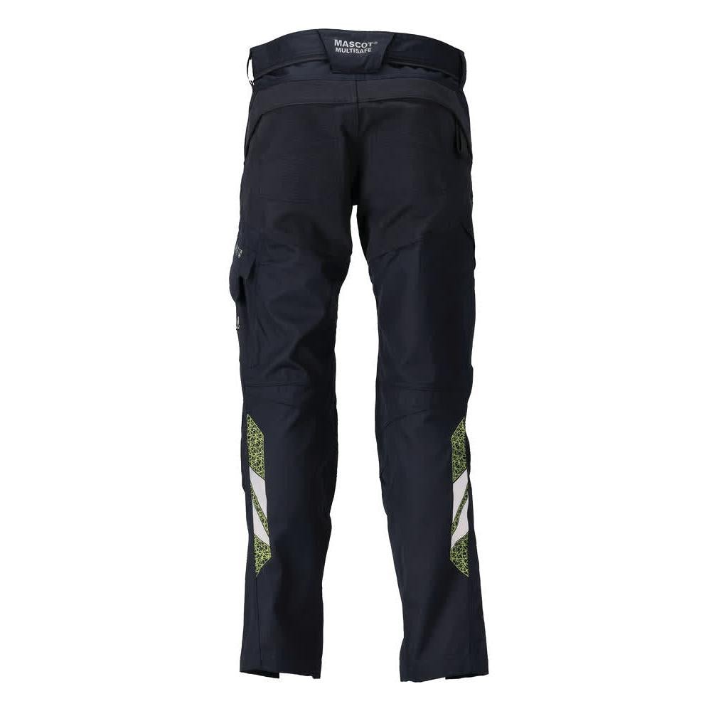 Hose mit Knietaschen, Stretch-Einsätze Hose Multisafe, schwarzblau/hi-vis gelb