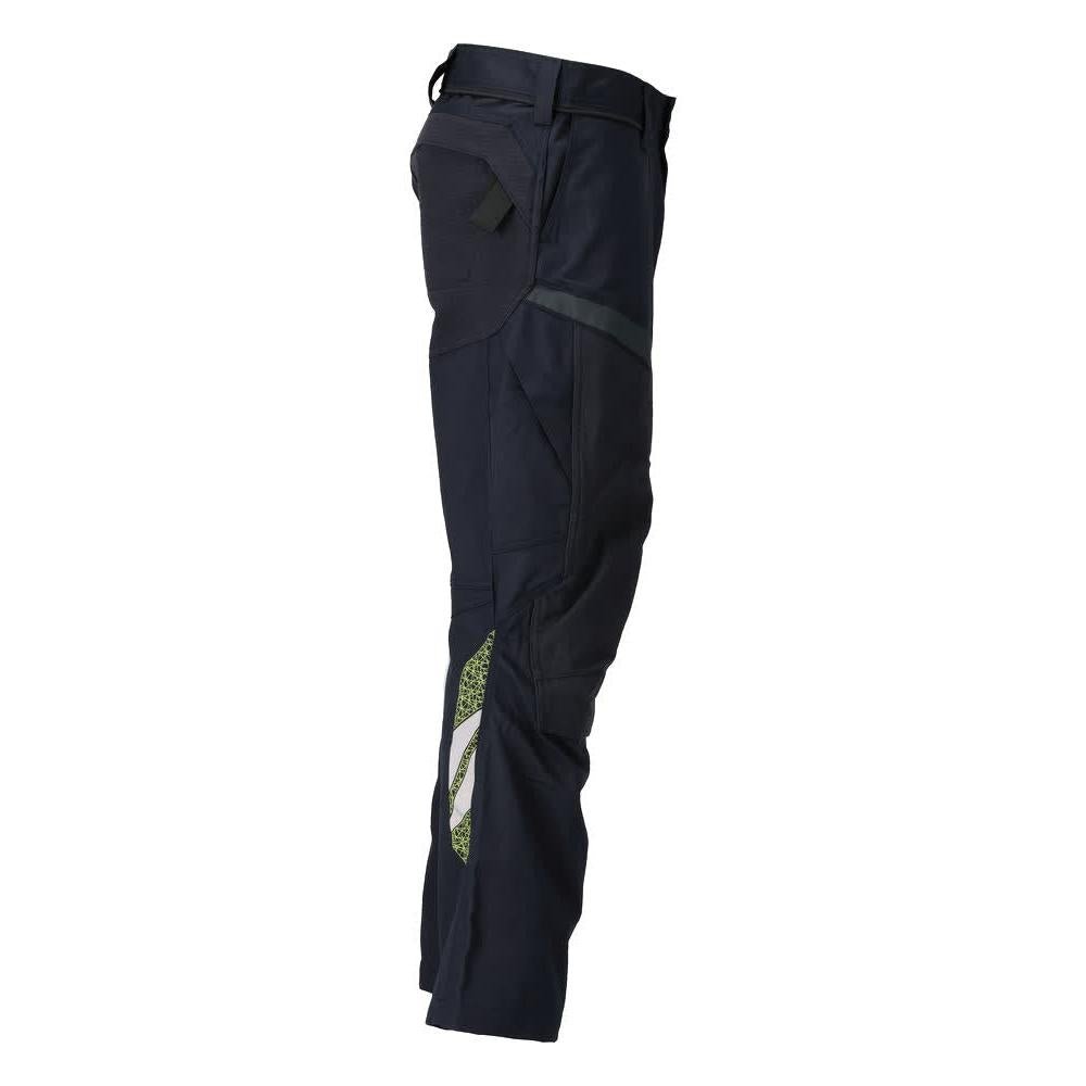 Hose mit Knietaschen, Stretch-Einsätze Hose Multisafe, schwarzblau/hi-vis gelb