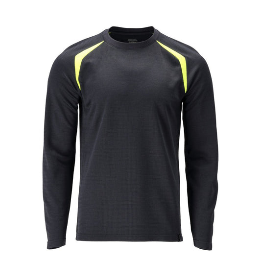 T-Shirt, Langarm, moderne Passform T-shirt Multisafe, schwarzblau/hi-vis gelb