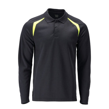 Polo, polo a maniche lunghe Multisafe, nero blu/giallo alta visibilità