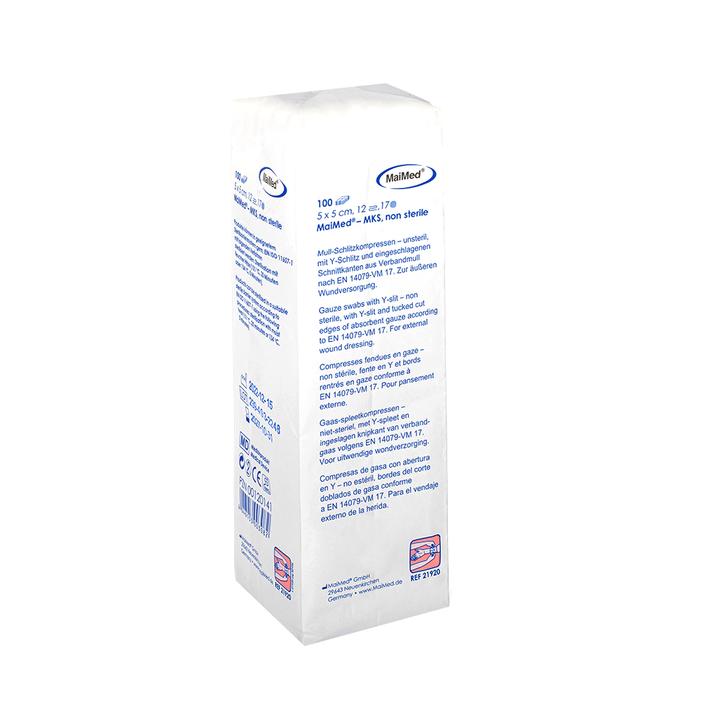 Compresse di garza non sterili MaiMed-MKS, 100 pezzi/sacchetto di carta