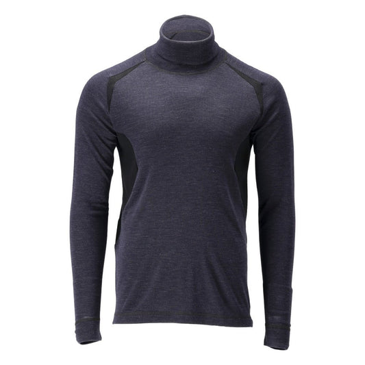 Functional undershirt, turtleneck, wool undershirt Multisafe, black-blue