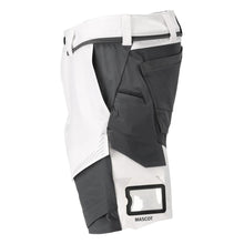 Short, stretch, short léger, blanc/gris anthracite